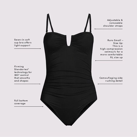 Land's End plus Stan slender suit tummy control Uwire bandeau piece swimsuit Var - Picture 5 of 7